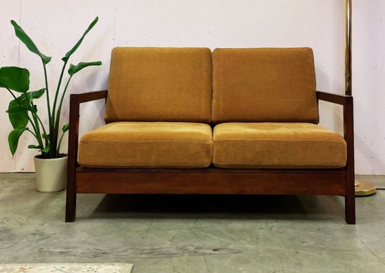 Image 1 of Vintage Midcentury Teakhouten 2-Zits Bankje