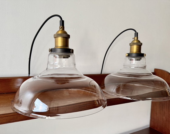 Image 1 of 2 Glazen hanglampen in vintage stijl