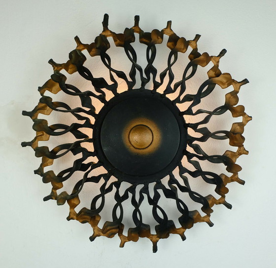 Image 1 of Mid Century wandlamp sunburst brutalist