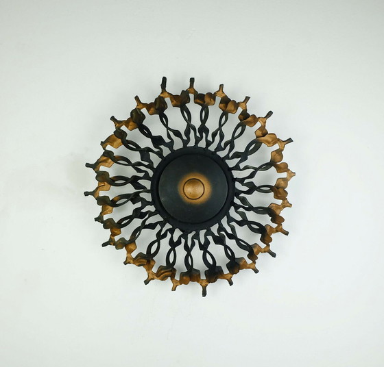 Image 1 of Mid Century wandlamp sunburst brutalist