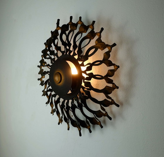 Image 1 of Mid Century wandlamp sunburst brutalist