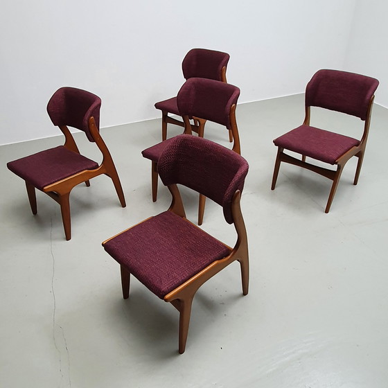 Image 1 of 5x Mid Century Deense eetkamerstoelen