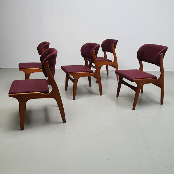 Image 1 of 5x Mid Century Deense eetkamerstoelen