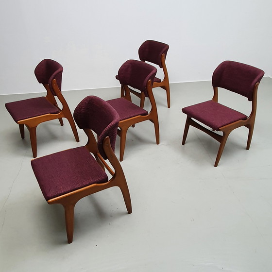 Image 1 of 5x Mid Century Deense eetkamerstoelen