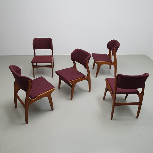 5x Mid Century Deense eetkamerstoelen