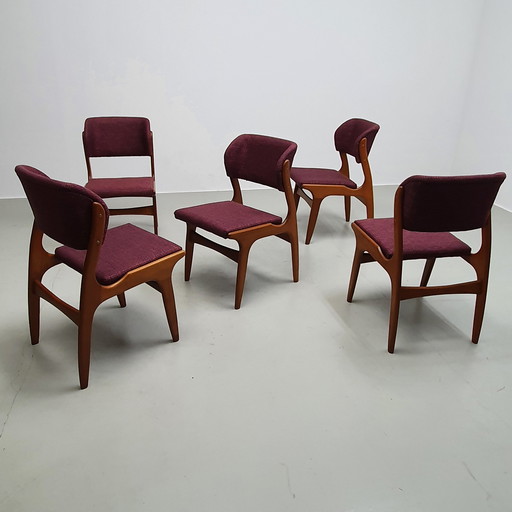 5x Mid Century Deense eetkamerstoelen