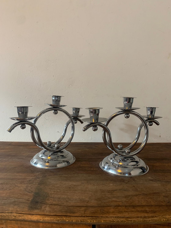 Image 1 of Vintage Demeyere chromen kandelaars