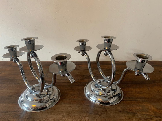 Image 1 of Vintage Demeyere chromen kandelaars