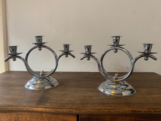 Image 1 of Vintage Demeyere chromen kandelaars