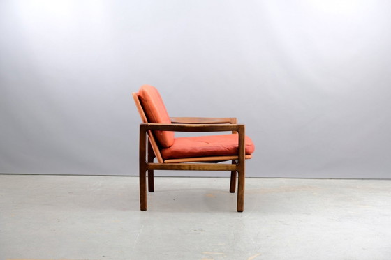 Image 1 of Rood leren fauteuil van Walter Knoll / Wilhelm Knoll, jaren 60