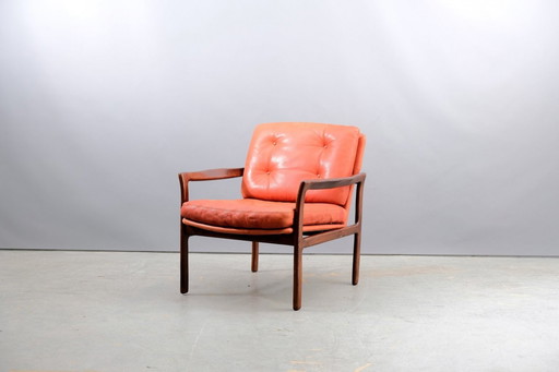 Rood leren fauteuil van Walter Knoll / Wilhelm Knoll, jaren 60