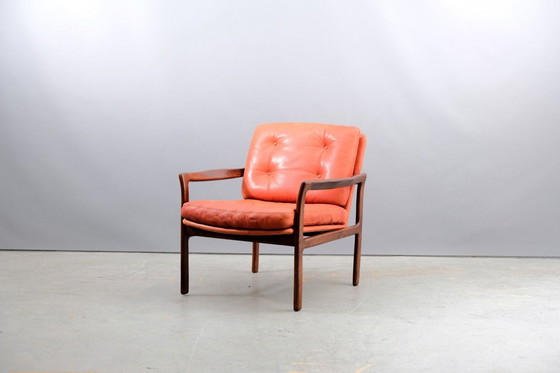 Image 1 of Rood leren fauteuil van Walter Knoll / Wilhelm Knoll, jaren 60