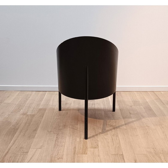 Image 1 of Vintage Pratfall fauteuil in donker hout en zwart leer van Philippe Starck