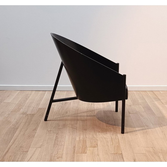 Image 1 of Vintage Pratfall fauteuil in donker hout en zwart leer van Philippe Starck