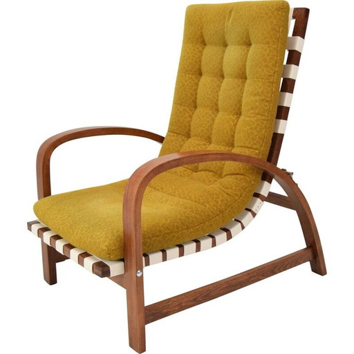 Art-deco vintage verstelbare fauteuil van Jindrich Halabala, jaren 1930