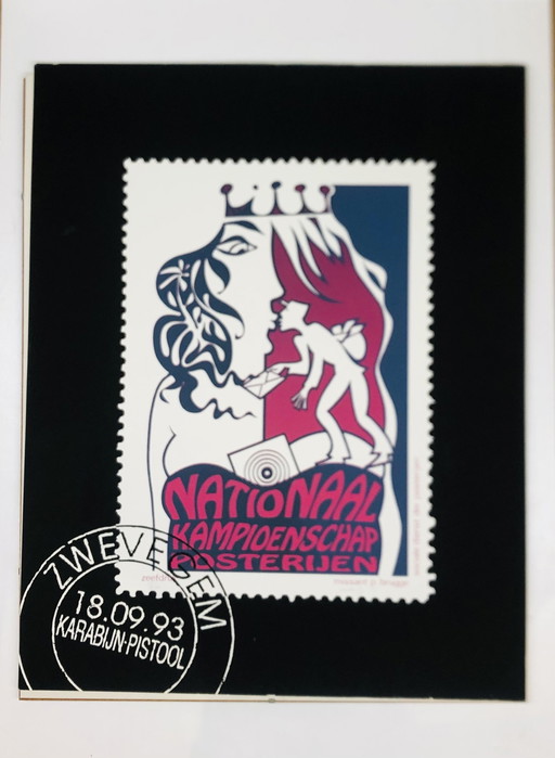 Litho Gesigneerd Missant P. Brugge , 27/60 van de Nationale Filatelistische Wedstrijd in 1993