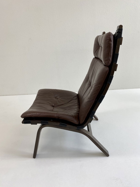 Image 1 of Bruin Leren Fauteuil Deens Design Farstrup 1972