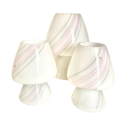 3X Murano paddestoel tafellampen