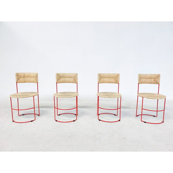 Image 1 of Set van 4 mid-century stoelen van Laura de Lorenzo en Stefano Stefani, Italië 1980