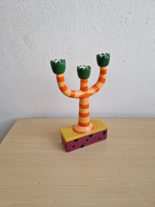 Kleurrijke Design Kandelaar Met Tulpvorm Sottsass Stijl