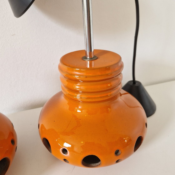 Image 1 of Herda Set Van 2 Oranje Vintage Hanglampen ²