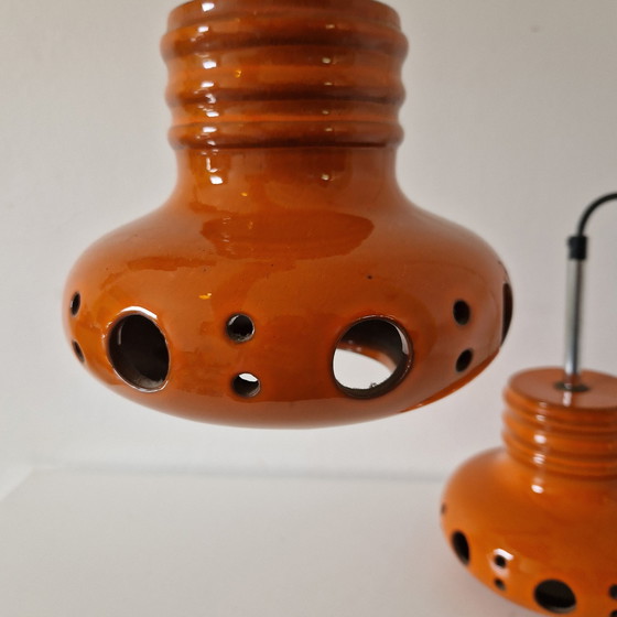 Image 1 of Herda Set Van 2 Oranje Vintage Hanglampen ²