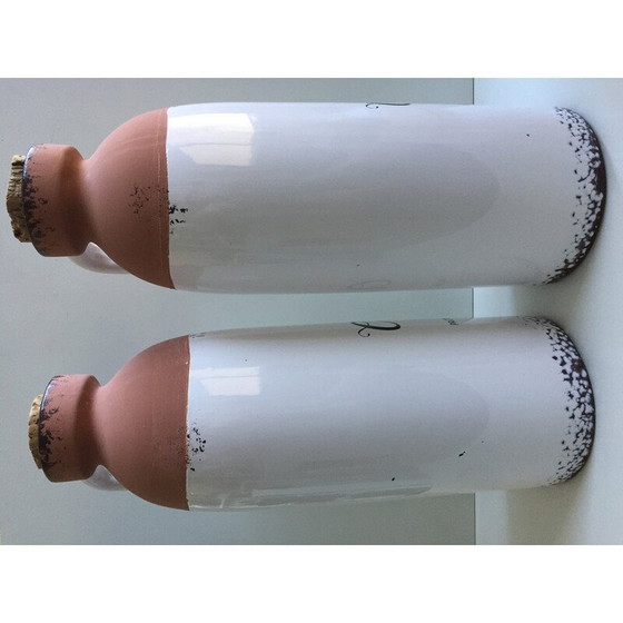 Image 1 of Paar vintage geëmailleerde rode terracotta potten