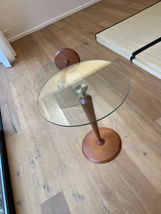 Image 1 of Calligaris Italia Circle Ronde Woonkamertafels Glas/Kersenhout.