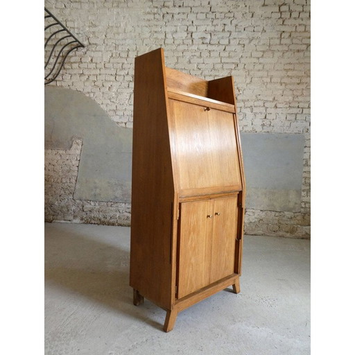 Vintage secretaire in eiken modellen van René Jean Caillette, 1950