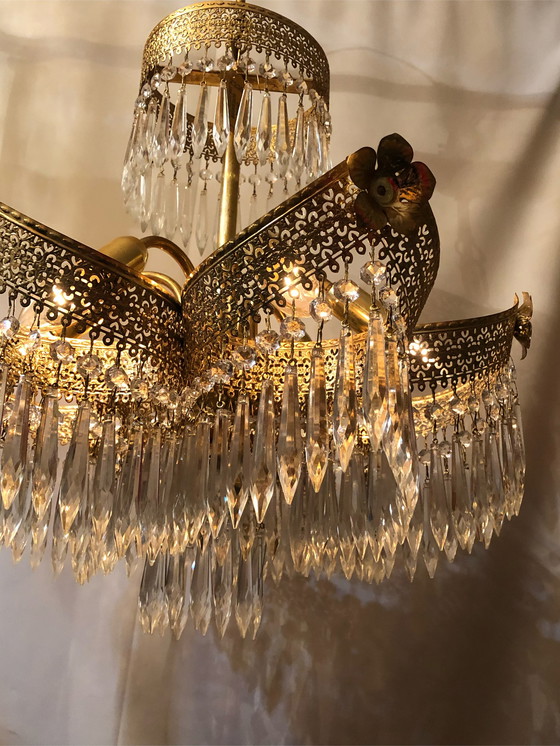 Image 1 of Hollywood Regency kristallen hanglamp