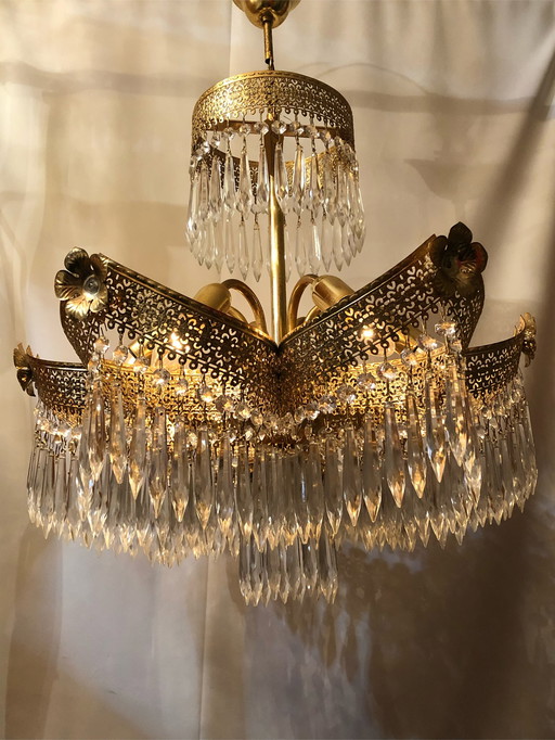 Hollywood Regency kristallen hanglamp