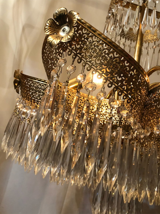 Image 1 of Hollywood Regency kristallen hanglamp