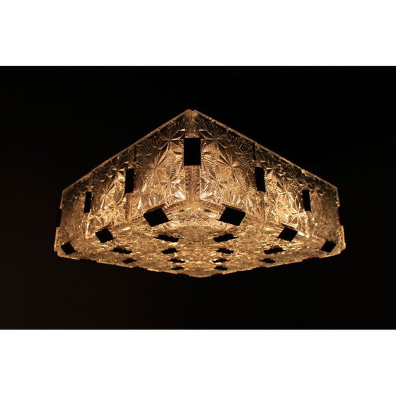 Image 1 of Vintage metalen en glazen plafondlamp van Kamenicky Šenov, Tsjecho-Slowakije
