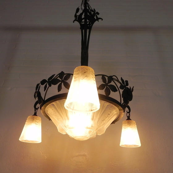 Image 1 of Art Deco Hanglamp Muller Freres Luneville Jaren 30