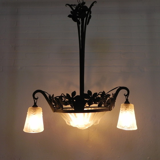 Image 1 of Art Deco Hanglamp Muller Freres Luneville Jaren 30