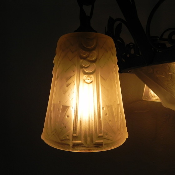 Image 1 of Art Deco Hanglamp Muller Freres Luneville Jaren 30