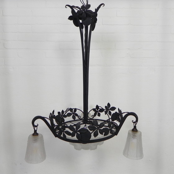 Image 1 of Art Deco Hanglamp Muller Freres Luneville Jaren 30