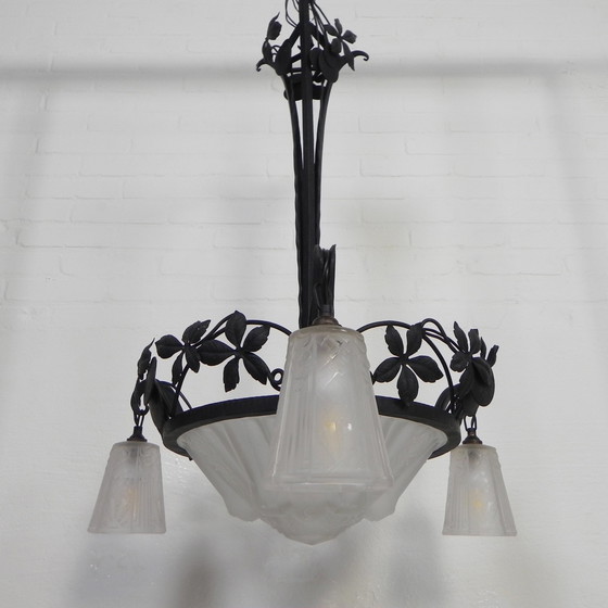 Image 1 of Art Deco Hanglamp Muller Freres Luneville Jaren 30