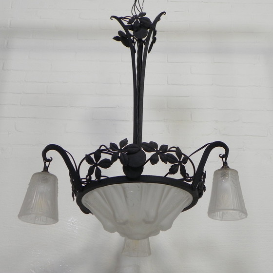 Image 1 of Art Deco Hanglamp Muller Freres Luneville Jaren 30