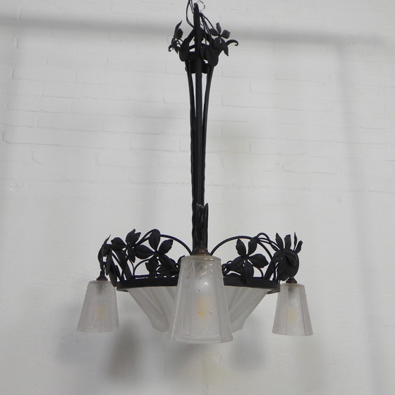 Image 1 of Art Deco Hanglamp Muller Freres Luneville Jaren 30