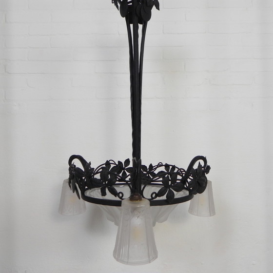 Image 1 of Art Deco Hanglamp Muller Freres Luneville Jaren 30