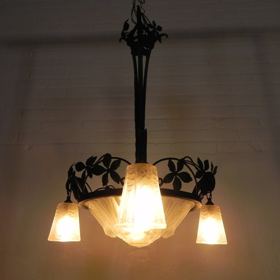 Image 1 of Art Deco Hanglamp Muller Freres Luneville Jaren 30