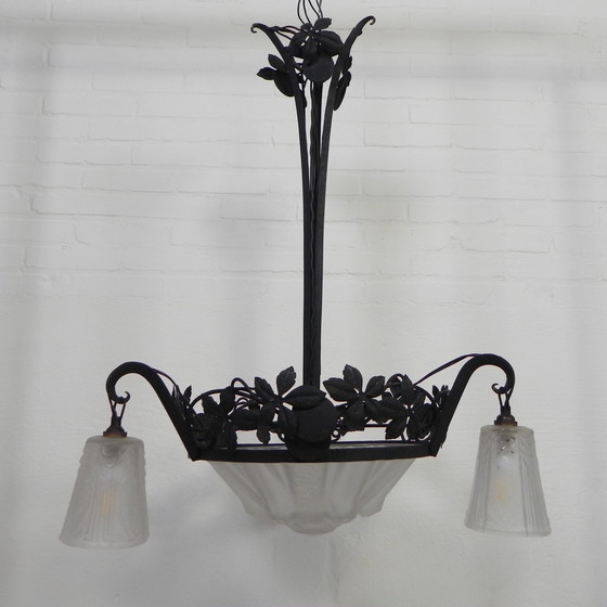 Image 1 of Art Deco Hanglamp Muller Freres Luneville Jaren 30