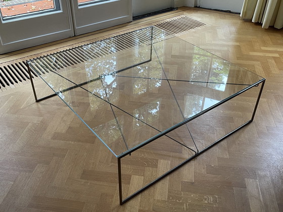 Image 1 of Design Glazen Tafel Met Chrome Onderstel