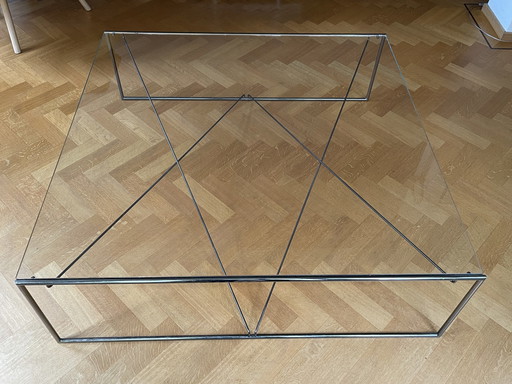 Design Glazen Tafel Met Chrome Onderstel