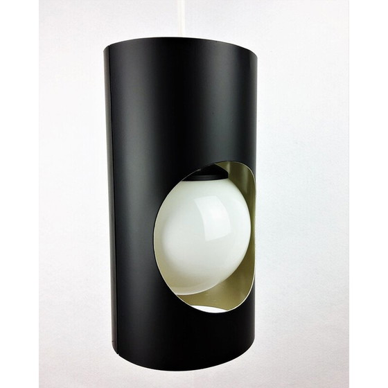 Image 1 of Vintage zwart metalen hanglamp, 1960