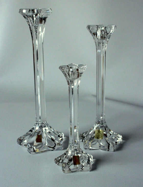 Image 1 of 3 kandelaars loodkristal glas Nachtmann - Vintage uit de jaren 70