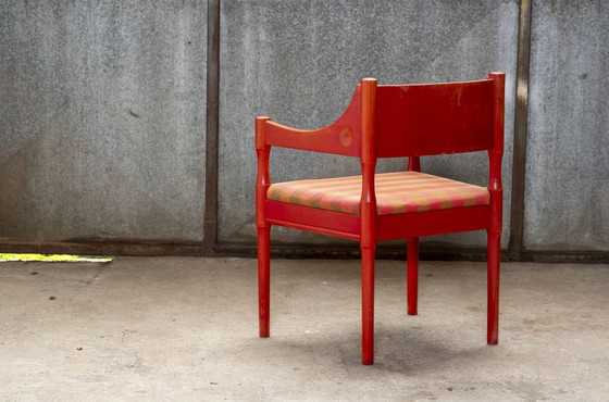 Image 1 of Rood Zweedse fauteuil, Nässjö Stolefabrik, Zweden uit de jaren 60