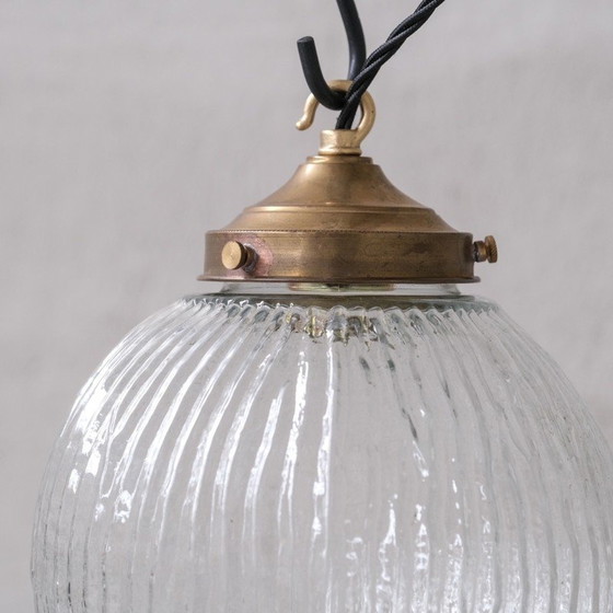 Image 1 of Vintage hanglamp van glas en messing, Italië 1970