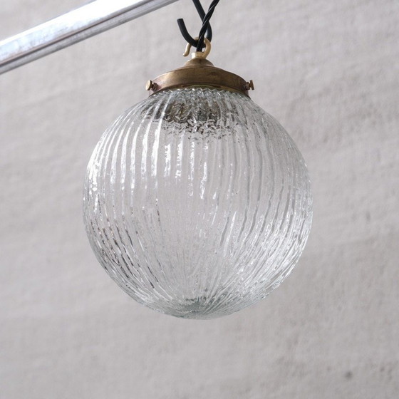 Image 1 of Vintage hanglamp van glas en messing, Italië 1970